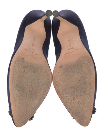 Manolo Blahnik Satin Crystal Embellishments Pumps