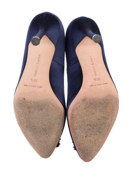 Manolo Blahnik Satin Crystal Embellishments Pumps