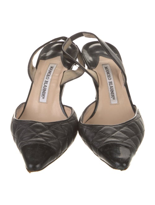 Manolo Blahnik Quilted Pattern Leather Slingback Pumps