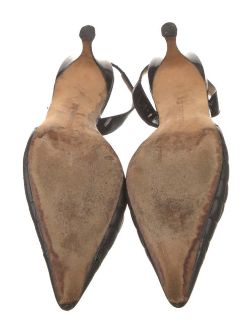 Manolo Blahnik Quilted Pattern Leather Slingback Pumps