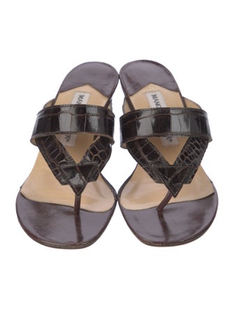 Manolo Blahnik Alligator Animal Print Slides