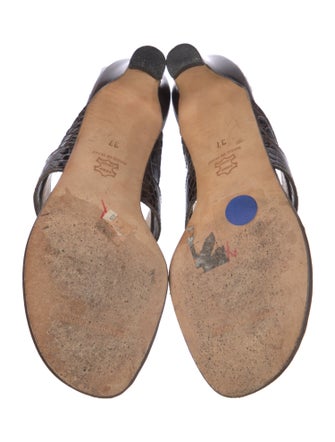 Manolo Blahnik Alligator Animal Print Slides