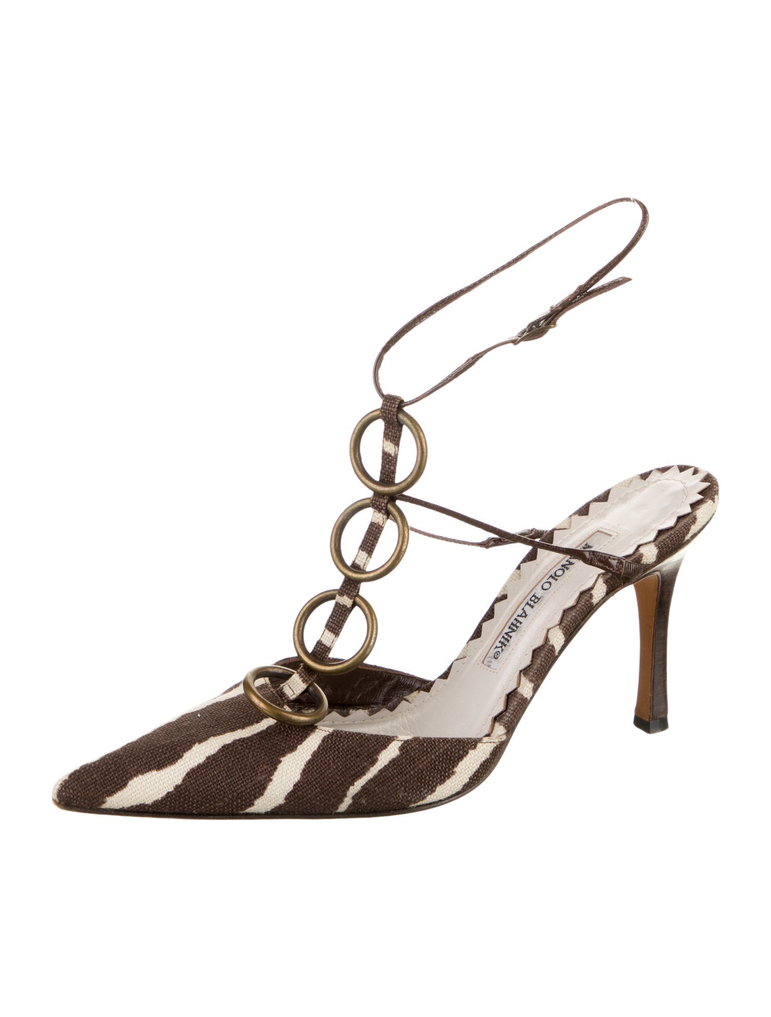 Manolo Blahnik Canvas Animal Print Slingback Pumps