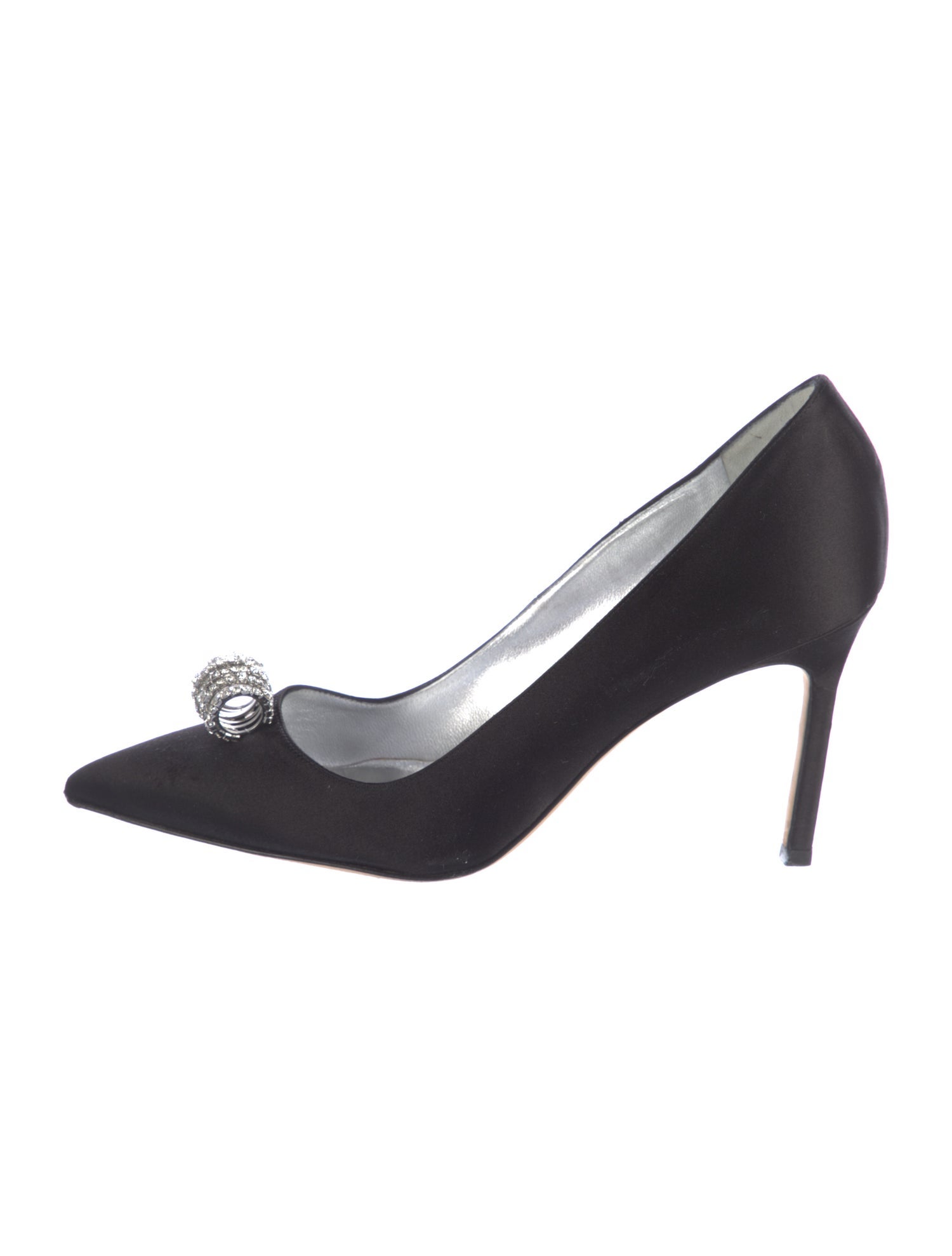 Manolo Blahnik Satin Crystal Embellishments Pumps