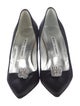 Manolo Blahnik Satin Crystal Embellishments Pumps