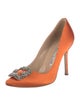 Manolo Blahnik Satin Crystal Embellishments Pumps