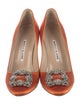 Manolo Blahnik Satin Crystal Embellishments Pumps