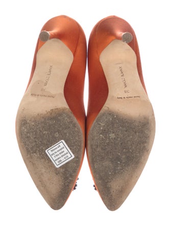 Manolo Blahnik Satin Crystal Embellishments Pumps