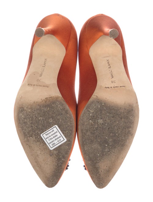 Manolo Blahnik Satin Crystal Embellishments Pumps