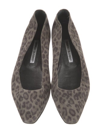 Manolo Blahnik Suede Animal Print Flats