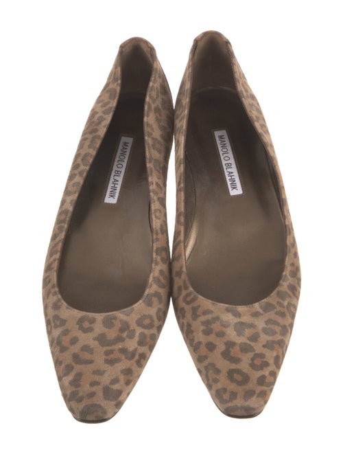Manolo Blahnik Suede Animal Print Flats