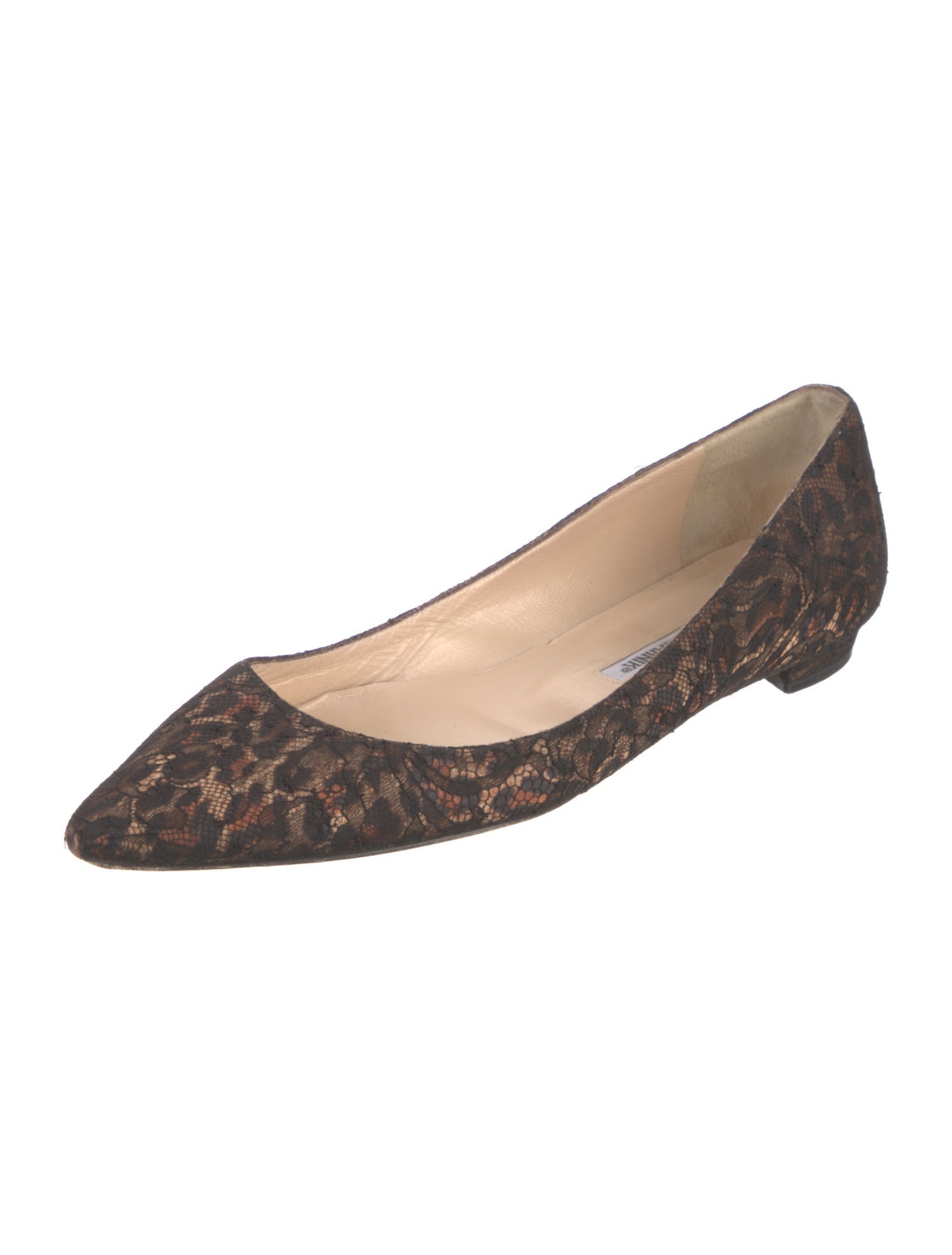 Manolo Blahnik Lace Animal Print Flats