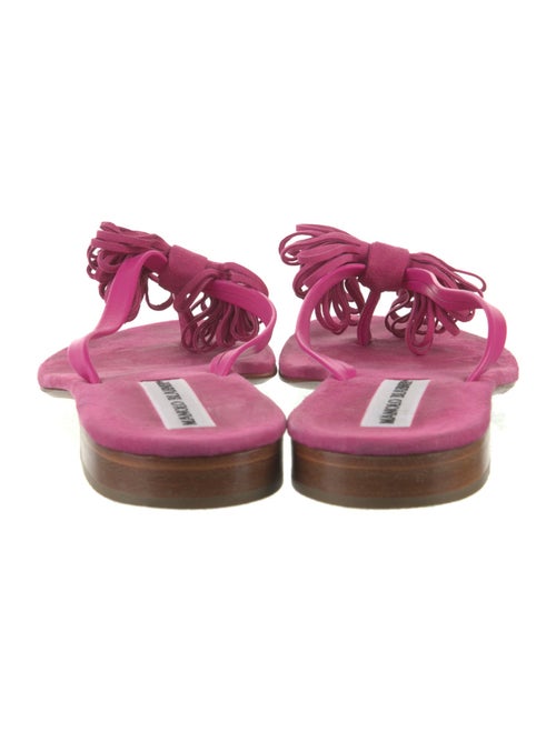 Manolo Blahnik Suede Ruffle Embellishment Slides