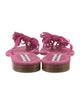 Manolo Blahnik Suede Ruffle Embellishment Slides