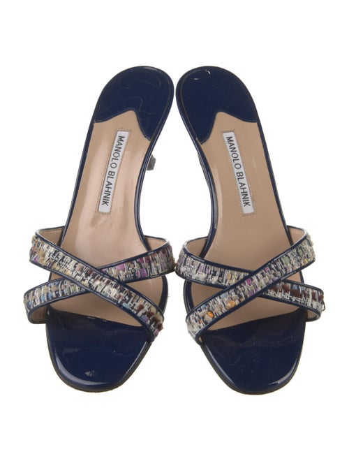 Manolo Blahnik Patent Leather Animal Print Mules
