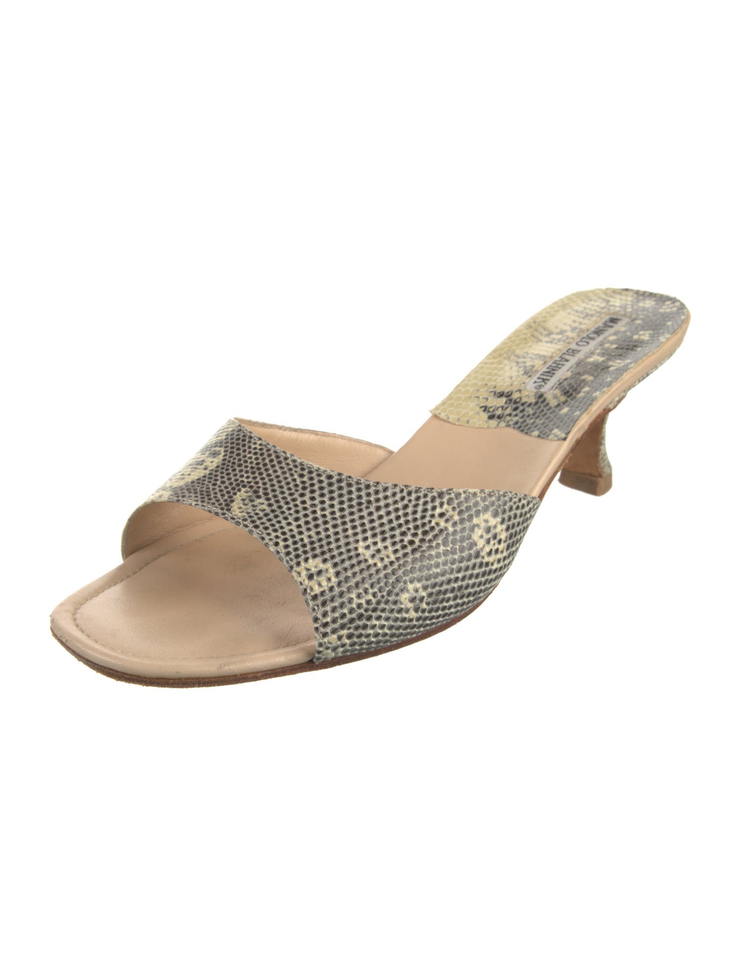 Manolo Blahnik Snakeskin Animal Print Slides