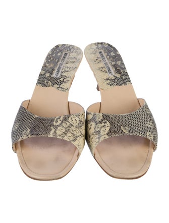 Manolo Blahnik Snakeskin Animal Print Slides