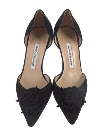 Manolo Blahnik Suede Mesh Accents D'Orsay Pumps
