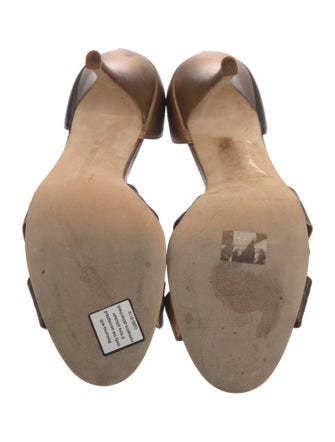 Manolo Blahnik Leather Colorblock Pattern Sandals