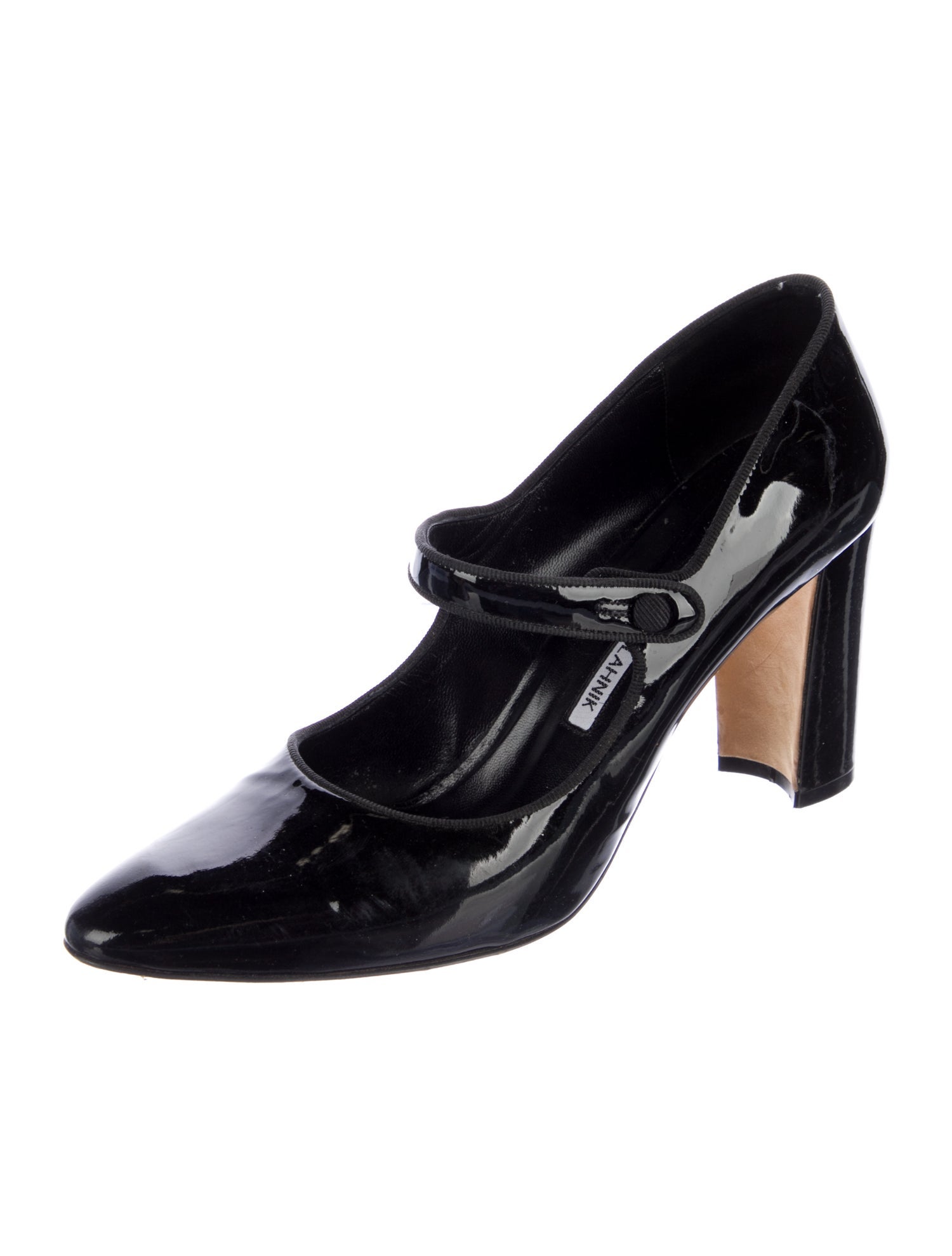 Manolo Blahnik Patent Leather Grosgrain Trim Pumps