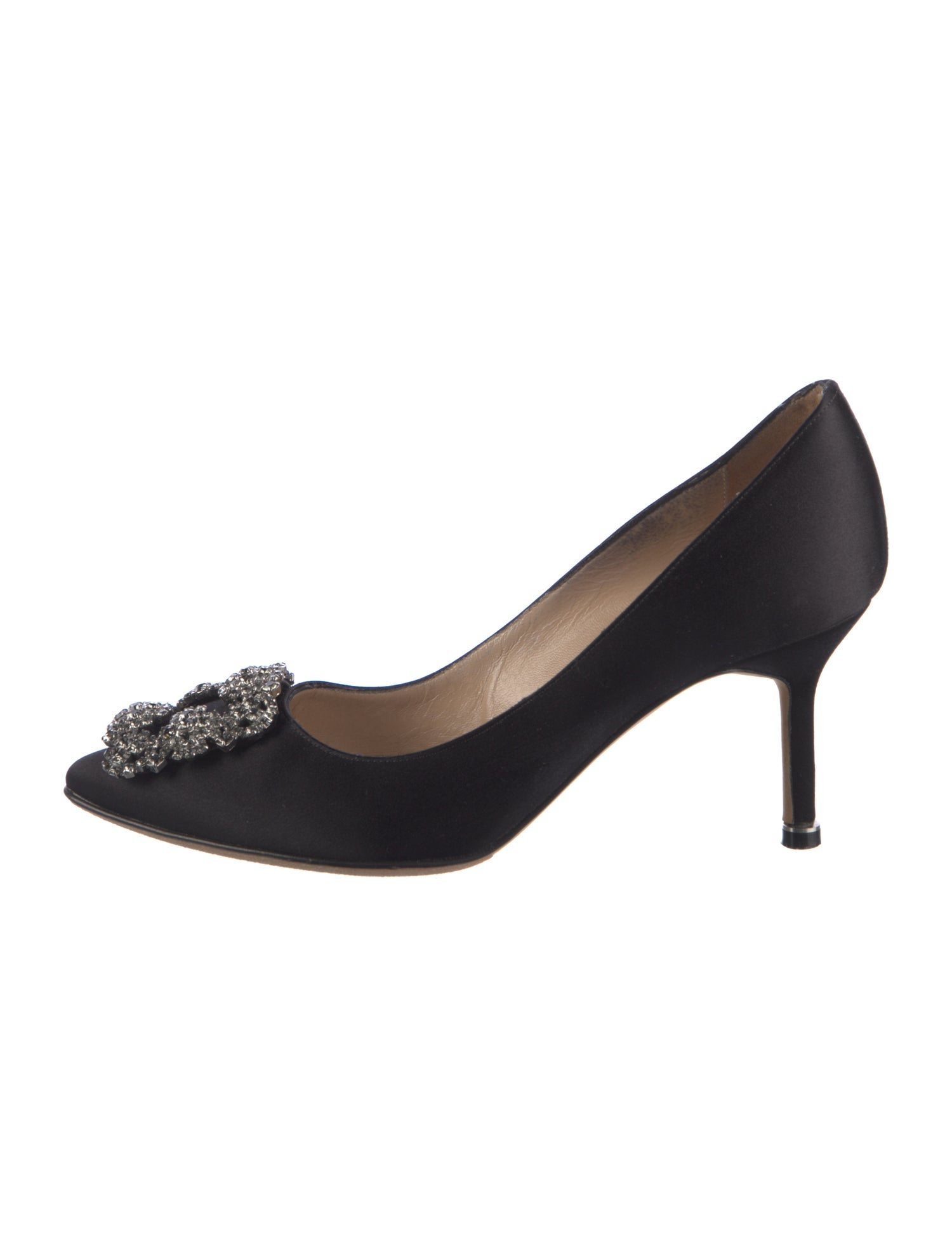 Manolo Blahnik Satin Crystal Embellishments Pumps