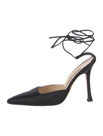 Manolo Blahnik Satin D'Orsay Pumps