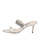Manolo Blahnik Satin Crystal Embellishments Slides