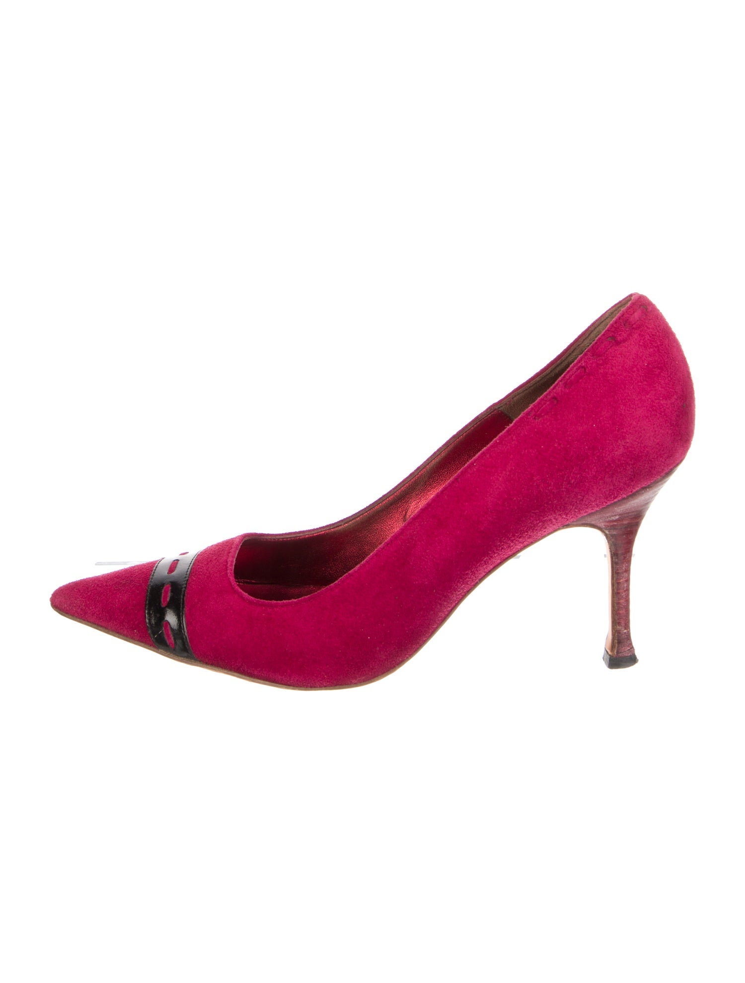 Manolo Blahnik Suede Colorblock Pattern Pumps
