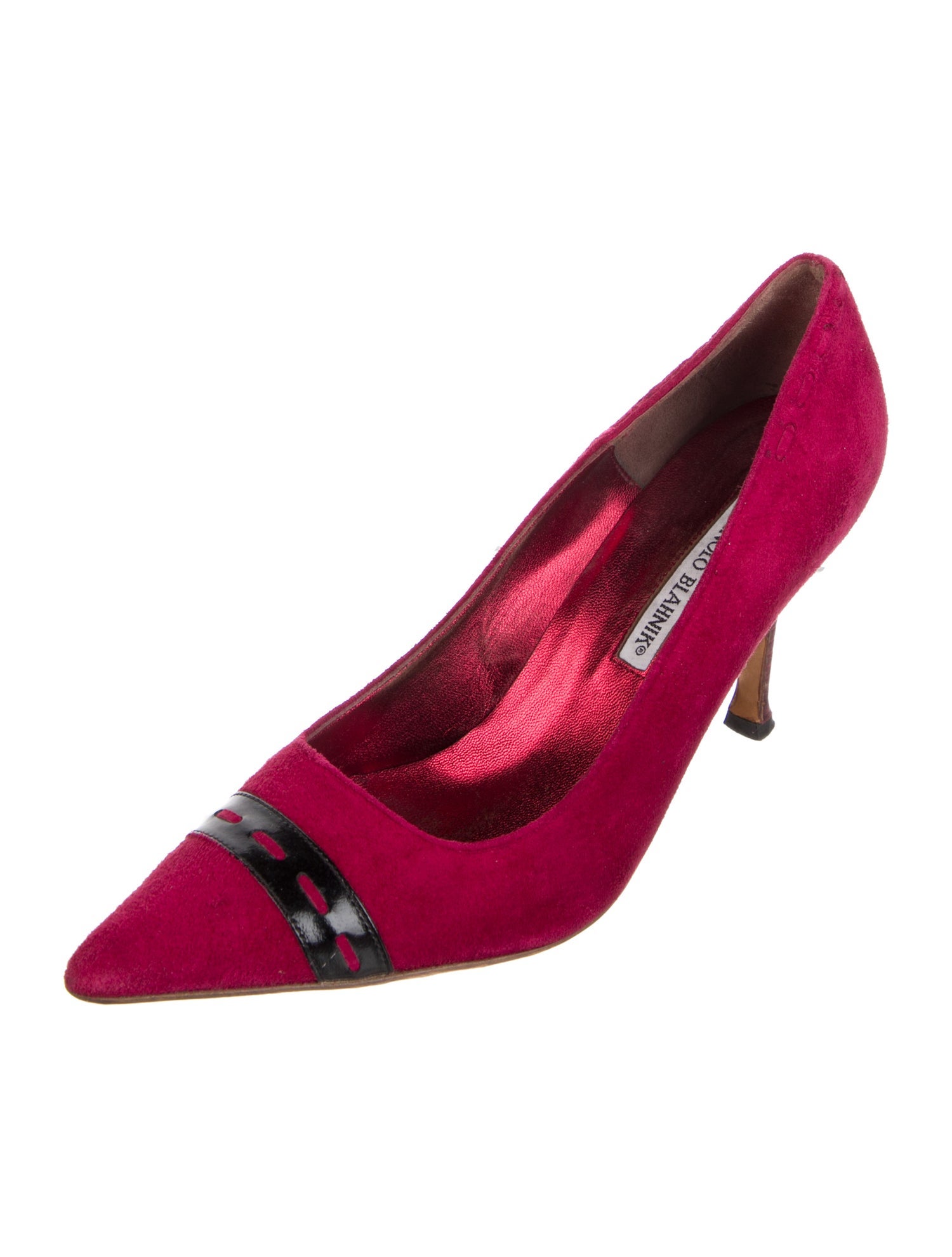 Manolo Blahnik Suede Colorblock Pattern Pumps