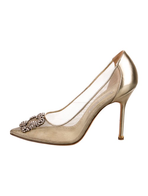 Manolo Blahnik Mesh Crystal Embellishments Pumps