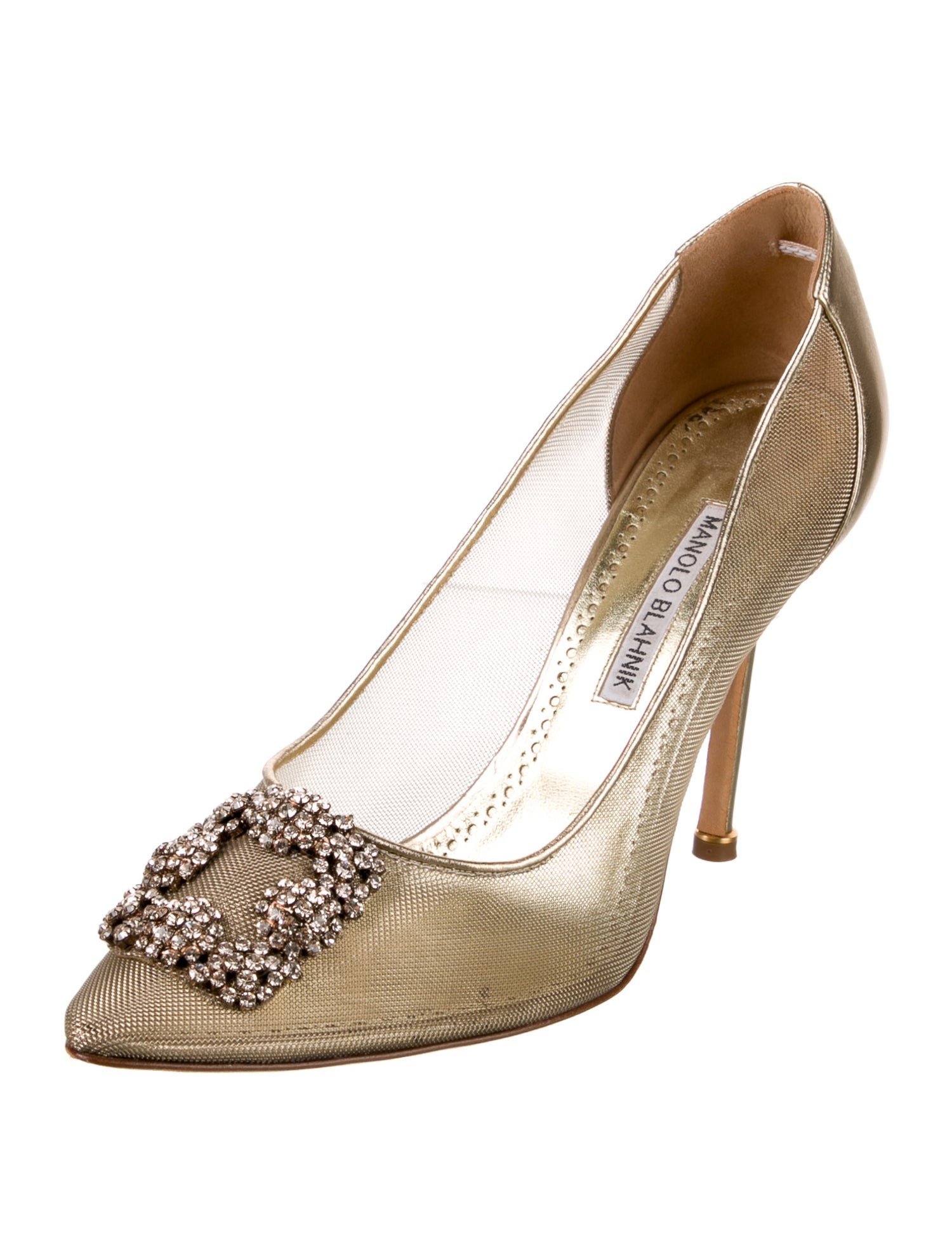 Manolo Blahnik Mesh Crystal Embellishments Pumps