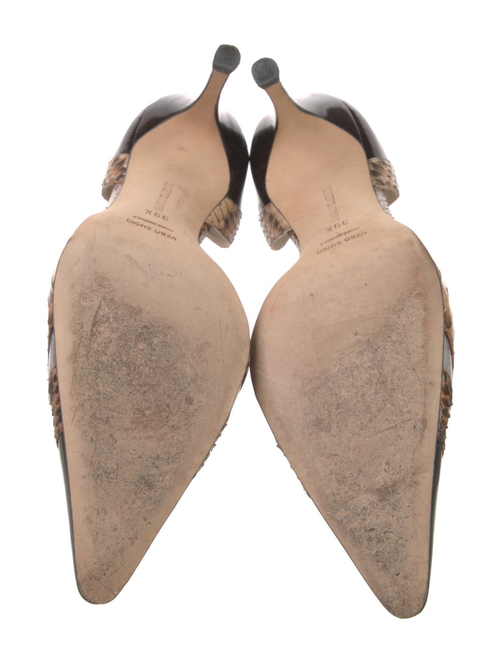 Manolo Blahnik Python D'Orsay Pumps Brown Animal … - image 5