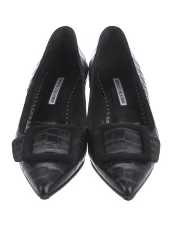 Manolo Blahnik Embossed Leather Pumps