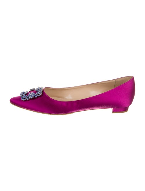 Manolo Blahnik Satin Crystal Embellishments Ballet Flats
