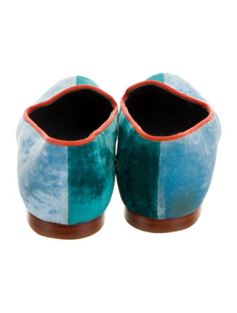 Manolo Blahnik Velvet Colorblock Pattern Loafers