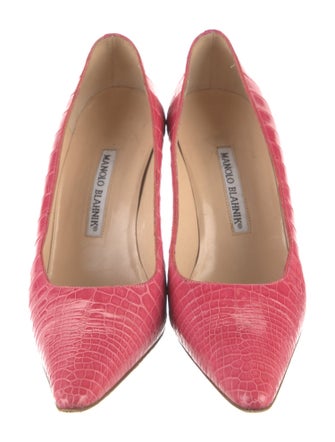 Manolo Blahnik Leather Animal Print Pumps