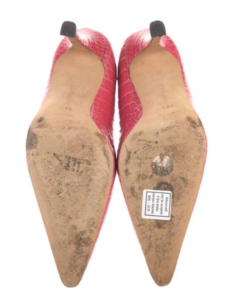 Manolo Blahnik Leather Animal Print Pumps