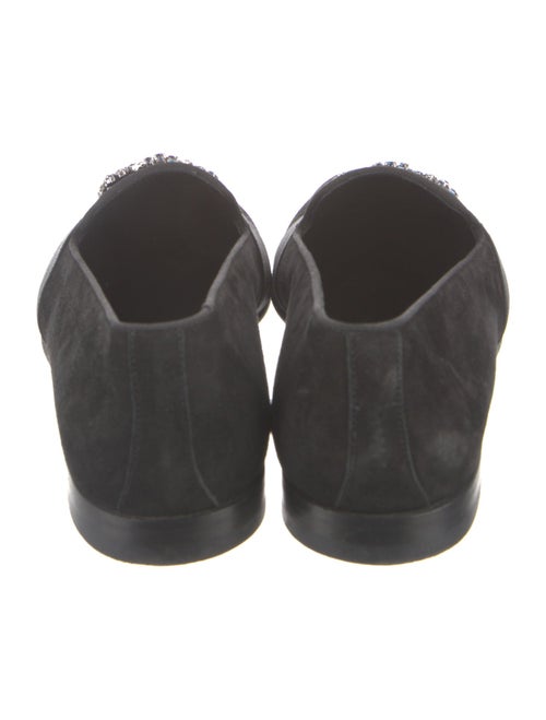 Manolo Blahnik Suede Crystal Embellishments Loafers