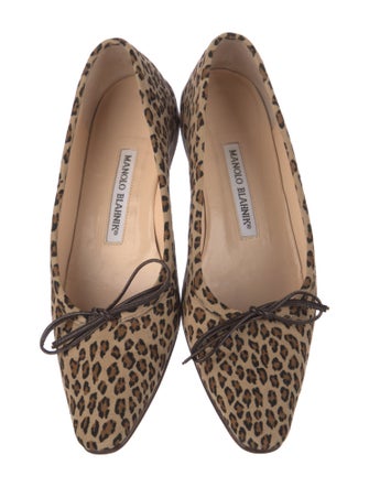 Manolo Blahnik Suede Animal Print Flats
