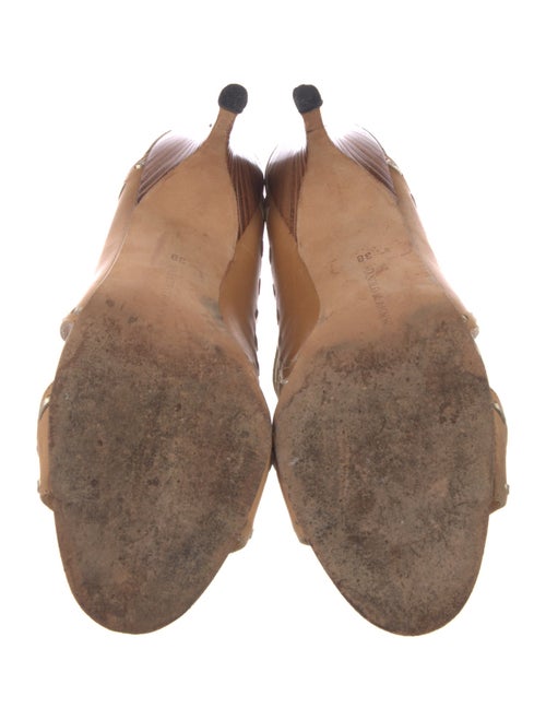 Manolo Blahnik Leather Tassel Accents Slides