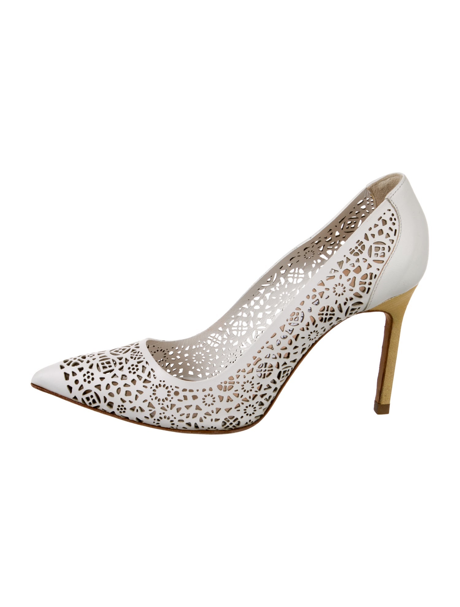 Manolo Blahnik Patent Leather Lasercut Accents Pumps