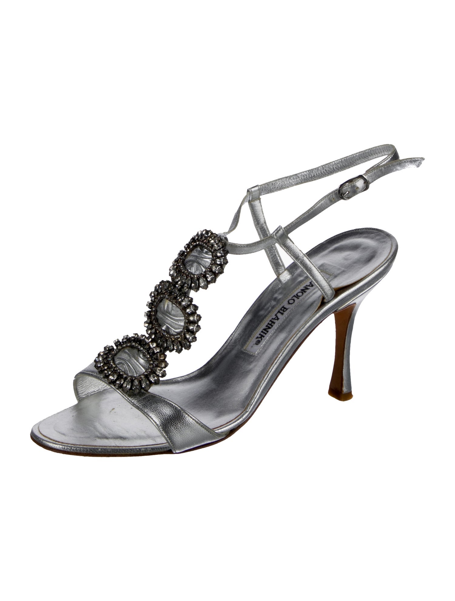 Manolo Blahnik Leather T-Strap Sandals