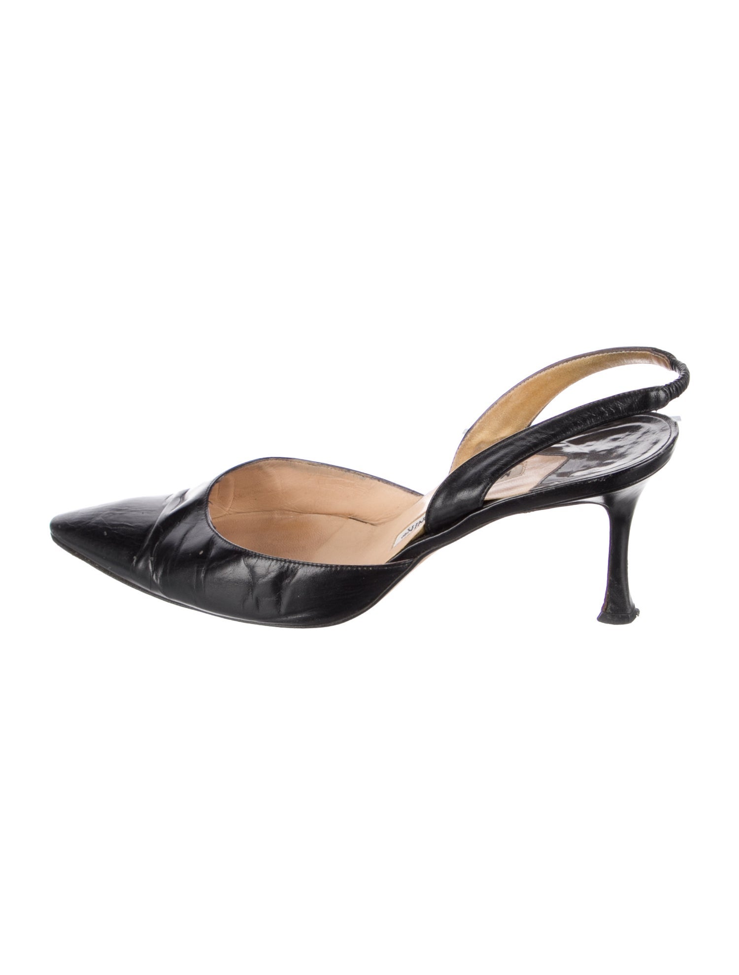 Manolo Blahnik Leather Slingback Flats
