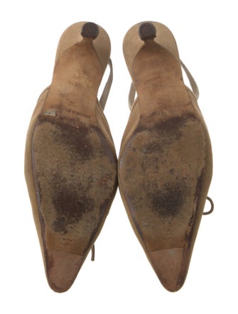 Manolo Blahnik Suede Bow Accents Slingback Flats