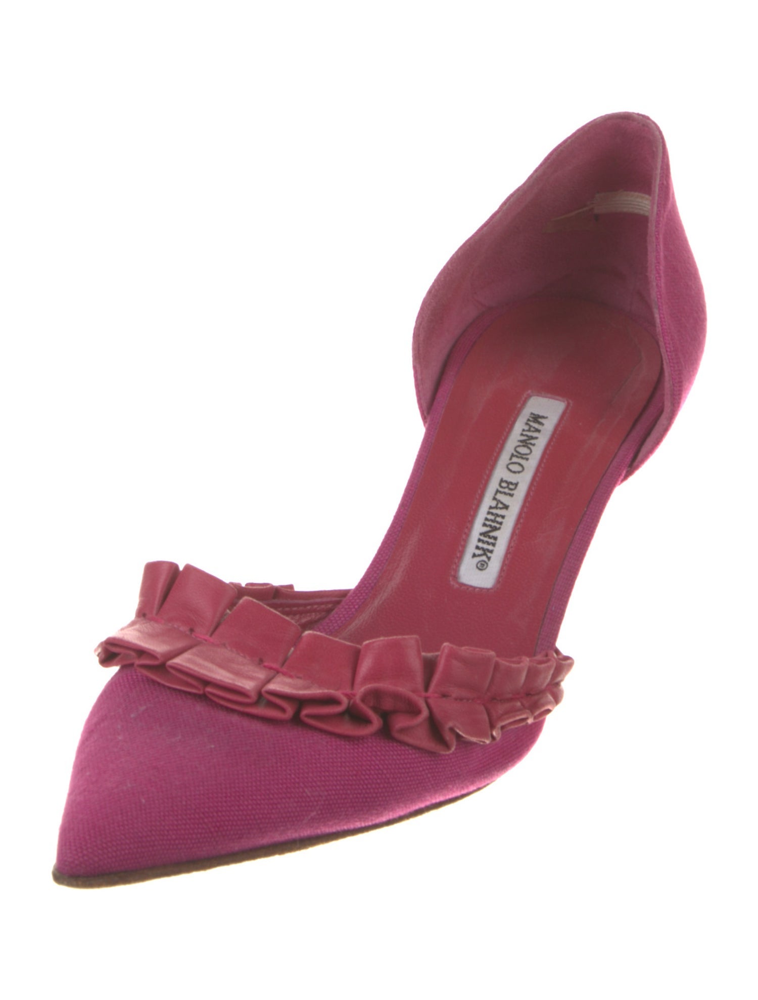 Manolo Blahnik Ruffle Embellishment D'Orsay Pumps