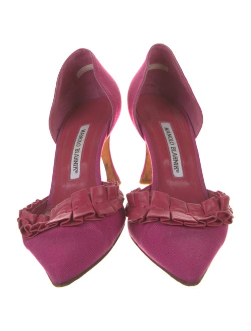 Manolo Blahnik Ruffle Embellishment D'Orsay Pumps