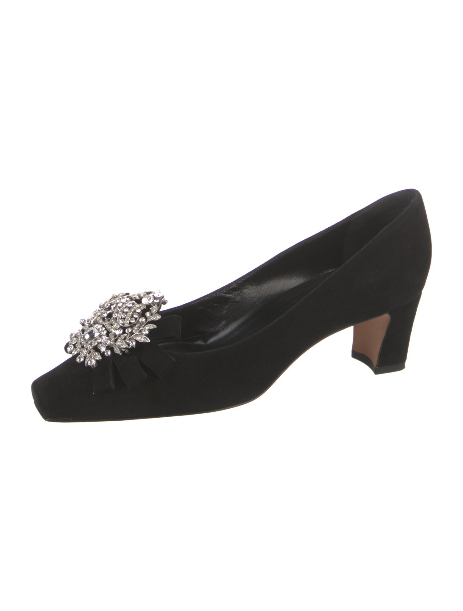 Manolo Blahnik Suede Crystal Embellishments Pumps
