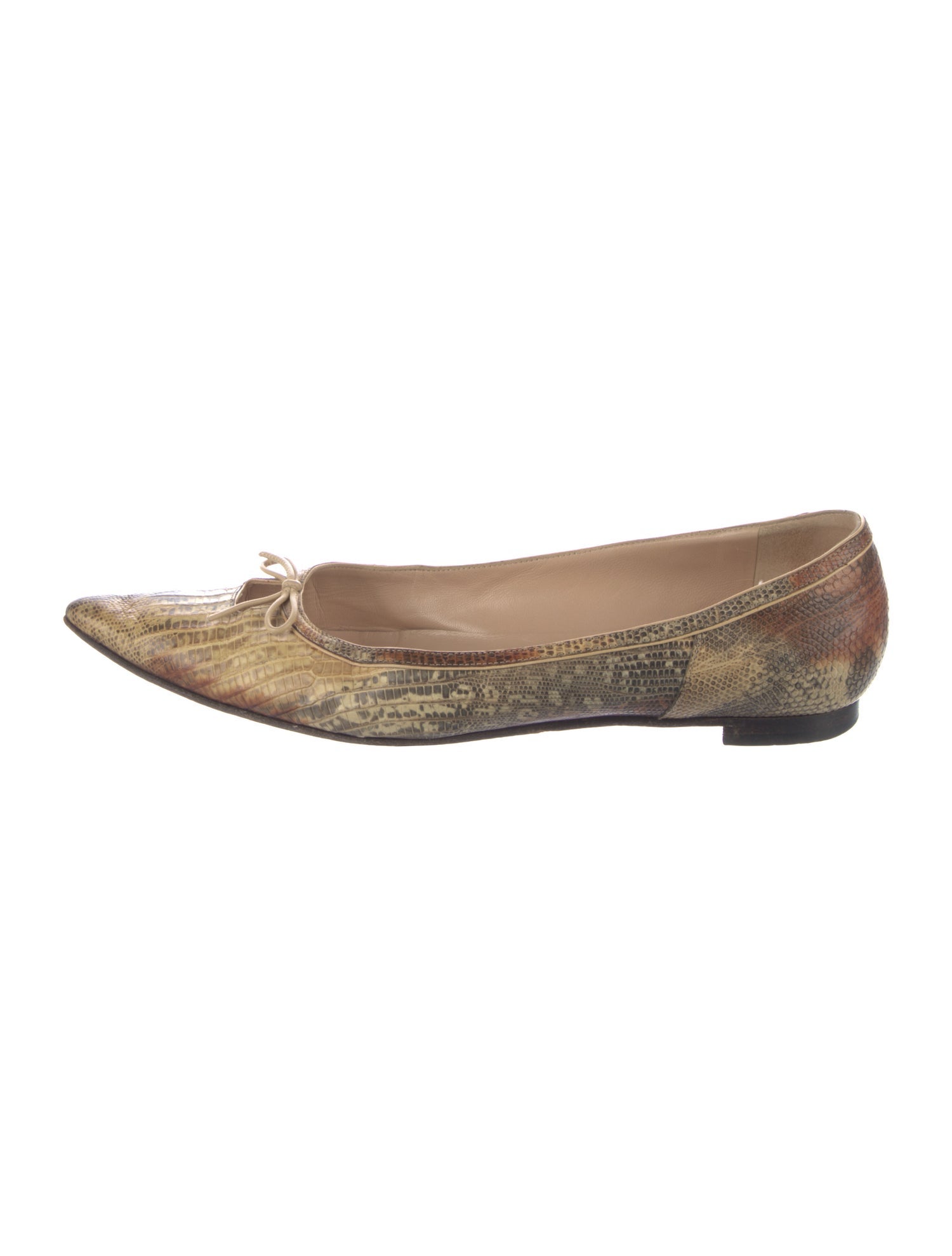 Manolo Blahnik Snakeskin Animal Print Ballet Flats