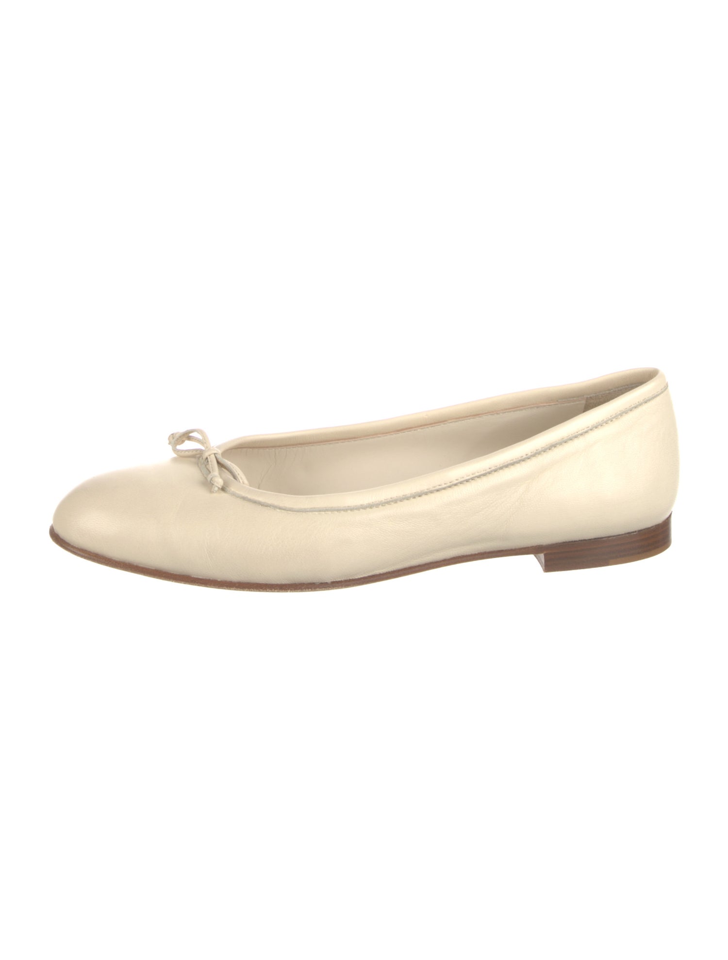 Manolo Blahnik Leather Bow Accents Ballet Flats