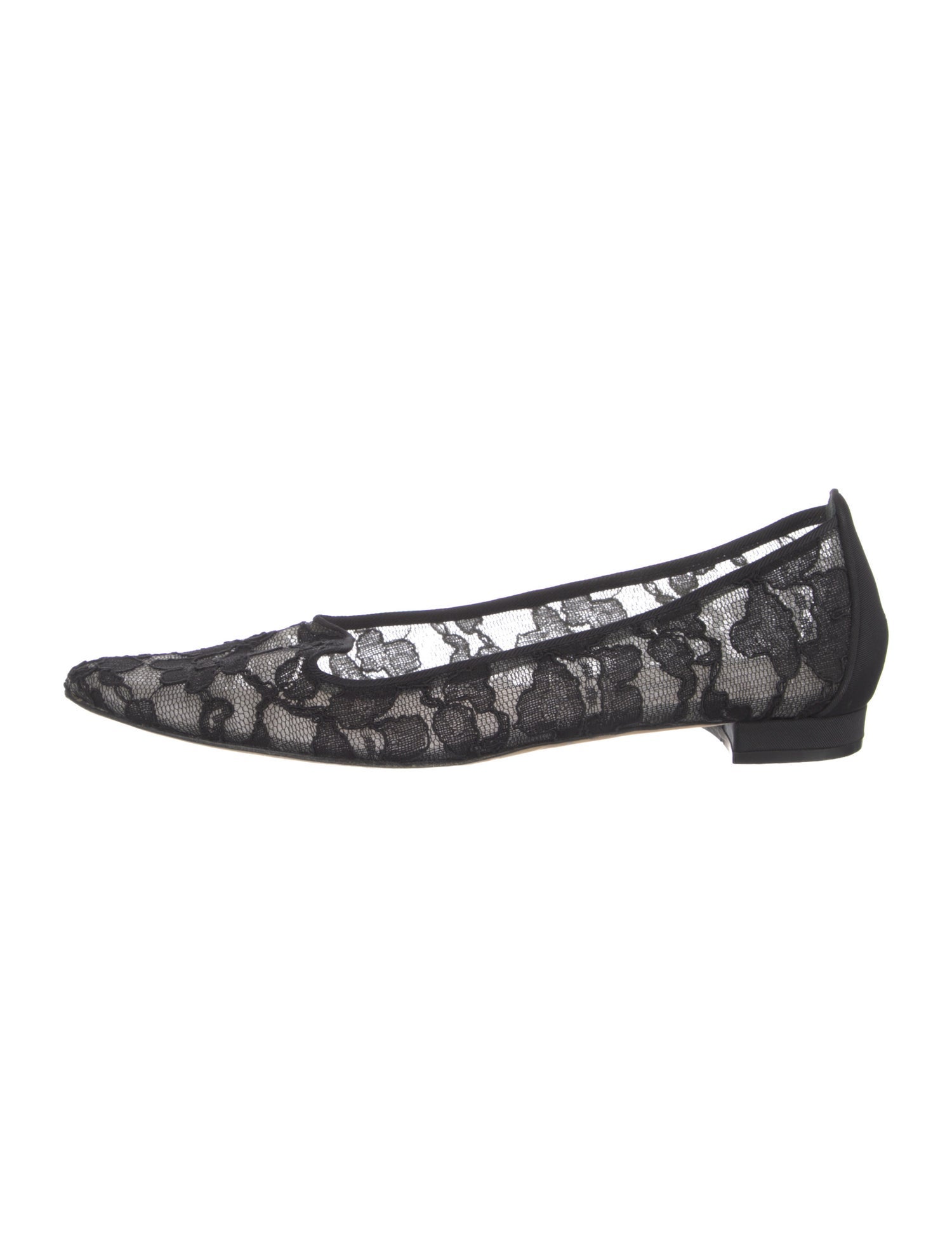 Manolo Blahnik Lace Lace Pattern Ballet Flats